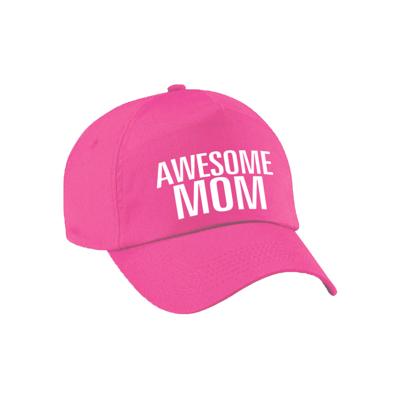 Awesome mom petje - roze - voor dames - Moederdag - cadeau voor mama / moeder
