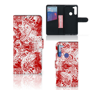 Telefoonhoesje met Naam Motorola G8 Power Angel Skull Rood