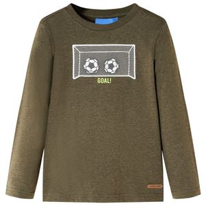 Kindershirt met lange mouwen doelprint 128 gemleerd kakikleur