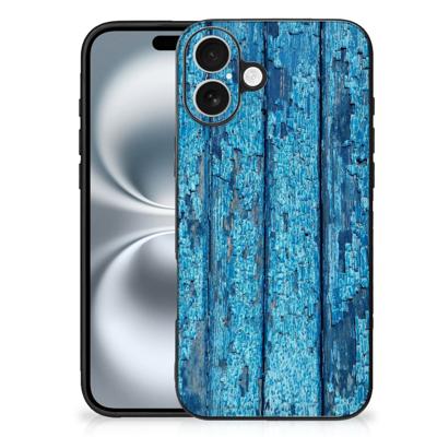 iPhone 16 Plus Houten Print Telefoonhoesje Wood Blue