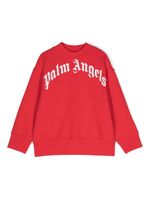 Palm Angels Kids sweat en coton à logo incurvé - Rouge