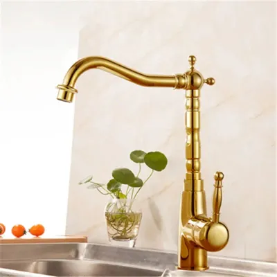 Antieke Wasbakkraan - 360° Draaibaar | Warm & Koud Water | Gouden Afwerking