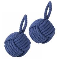 Deurstopper knoop - 2x - 1.2 kilo - blauw - jute - 23 x 15 cm