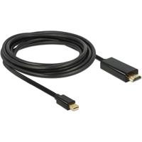 Delock 83700 DisplayPort-kabel HDMI / Mini-displayport Aansluitkabel Mini DisplayPort-stekker, HDMI-A-stekker 3 m Zwart Vergulde steekcontacten, Afgeschermd