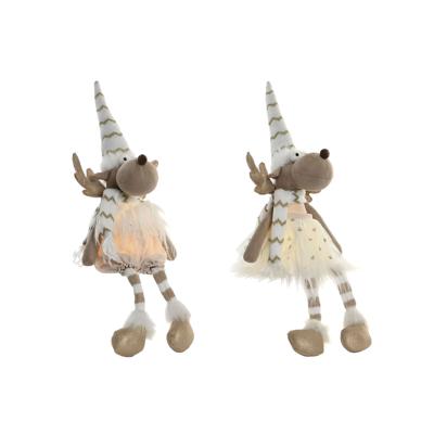 Kerstversiering Home ESPRIT Wit Rendier 14 X 13 X 55 CM (2 Stuks)