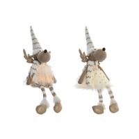 Kerstversiering Home ESPRIT Wit Rendier 14 X 13 X 55 CM (2 Stuks)