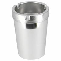 Auto asbak - zilverkleurig - 11 x 8 cm - rookvrij