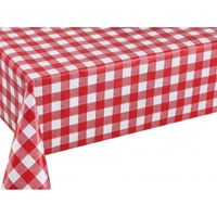 Buiten tafelkleed/tafelzeil boeren ruit rood/wit 140 x 250 cm