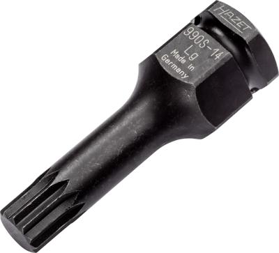 HAZET Krachtdopsleutelbit 990S-14LG · 1/2 inch (12,5 mm) vierkant hol, 24 mm buitenzeskant · Binnenveeltandprofiel XZN · SW M14