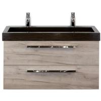 Seville Badmeubelset 100 cm - Craft Oak - Wastafel Lucca 2 Kraangaten