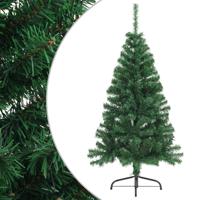 Kunstkerstboom met standaard half 150 cm PVC groen - thumbnail