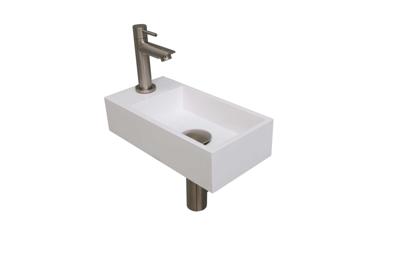 Fonteinset INK Versus 36x18x9 cm Polystone Glans Wit Met Kraangat Links Brushed Nickel