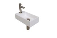 Fonteinset INK Versus 36x18x9 cm Polystone Glans Wit Met Kraangat Links Brushed Nickel