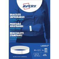 Avery bedrukbare polsbandjes, ft 18 x 265 mm, wit, pak van 50 etiketten