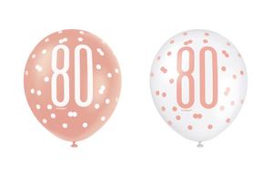 Ballonnen Rose Gold Glitz 80 Jaar (6st)