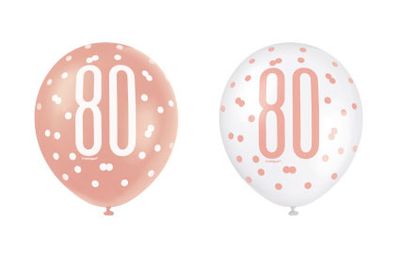 Ballonnen Rose Gold Glitz 80 Jaar (6st)