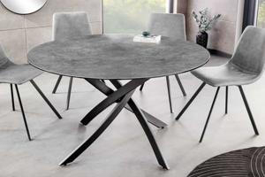 Ronde eettafel ALPINE 120cm antraciet keramiek betondesign zwart metalen poten - 44231