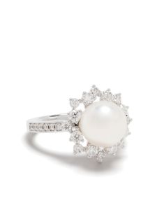 TASAKI bague en or blanc 18ct sertie de diamant et perle d'Akoya - Argent