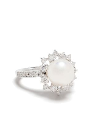 TASAKI bague en or blanc 18ct sertie de diamant et perle d'Akoya - Argent