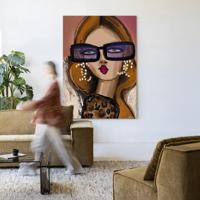 Urban Cotton Wandkleed 'Diva' 110 x 145cm in Frame - black