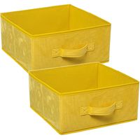 Set van 4x stuks opbergmand/kastmand 14 liter geel polyester 31 x 31 x 15 cm - thumbnail