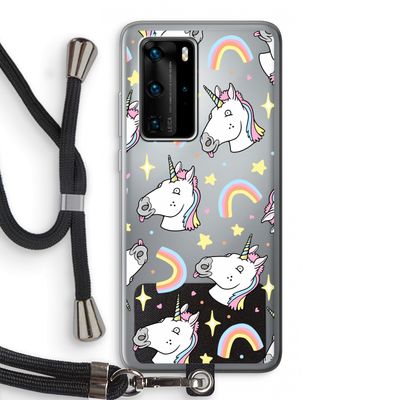 Rainbow Unicorn: Huawei P40 Pro Transparant Hoesje met koord