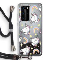 Rainbow Unicorn: Huawei P40 Pro Transparant Hoesje met koord