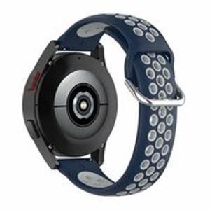 Siliconen sportbandje met gesp - Donkerblauw + grijs - Samsung Galaxy Watch 5 (Pro) - 40mm / 44mm / 45mm