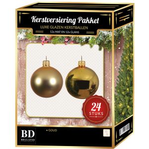 Gouden Kerstversiering Kerstballen 24-delig 6 en 8 cm   -