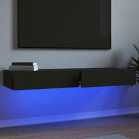 Tv-meubelen 2 st met LED-verlichting 60x35x15,5 cm zwart - thumbnail