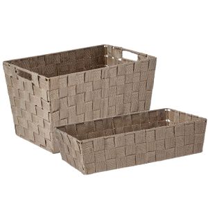 Kast/badkamer opbergmandjes set van 4x stuks beige in 2 formaten