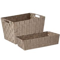 Kast/badkamer opbergmandjes set van 4x stuks beige in 2 formaten