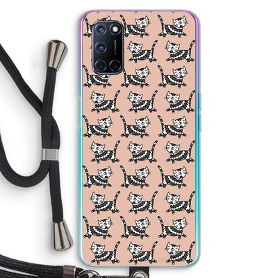 Zwarte poes: Oppo A92 Transparant Hoesje met koord