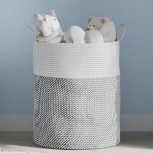 VidaXL Opbergmand ø 38x46 cm katoen grijs en wit