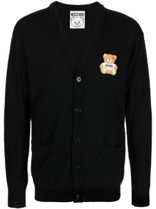 Moschino cardigan en laine vierge à logo brodé - Noir