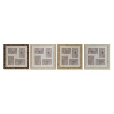 Fotolijsten Home ESPRIT Bruin Beige Natuurlijk Ivoor Kristal polyestyreen Scandinavisch 38 x 2 x 38 cm (4 Stuks)