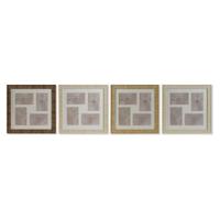 Fotolijsten Home ESPRIT Bruin Beige Natuurlijk Ivoor Kristal polyestyreen Scandinavisch 38 x 2 x 38 cm (4 Stuks)