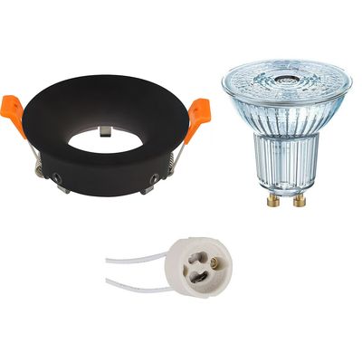 LED Spot Set - LEDVANCE Parathom PAR16 940 36D - GU10 Fitting - Dimbaar - Inbouw Rond - Mat Zwart - 4.5W - Natuurlijk Wit 4000K - Ø85mm