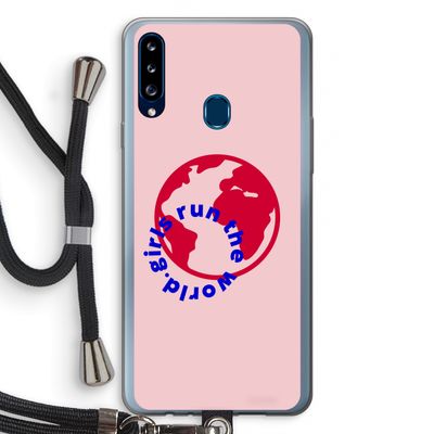 Run The World: Samsung Galaxy A20s Transparant Hoesje met koord