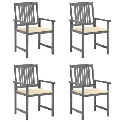 Tuinstoelen 4 st met kussens massief acaciahout grijs