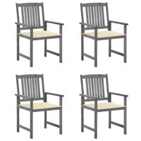 Tuinstoelen 4 st met kussens massief acaciahout grijs
