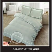 Hotel Home Collection - Dekbedovertrek - Dorothy - 200x200/220 +2*60x70 cm - Zilver Grijs