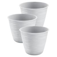 Plantenpot/bloempot Paintstripe - 3x stuks - kunststof - wit - 15 x 12 cm - stijlvol