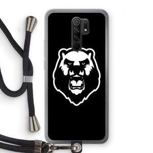 Angry Bear (black): Xiaomi Redmi 9 Transparant Hoesje met koord