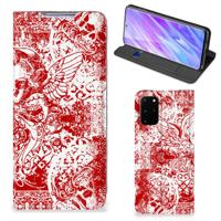 Mobiel BookCase Samsung Galaxy S20 Plus Angel Skull Rood