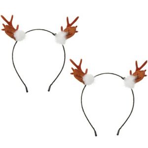 2x stuks kerst diadeems/haarbanden rendier gewei 19 cm kerstaccessoires - Verkleedattributen