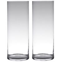 Set van 2x stuks transparante home-basics cylinder vorm vaas/vazen van glas 60 x 19 cm