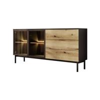 Meubella Dressoir Ludwig - Zwart - Eiken - 180 cm - thumbnail