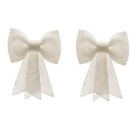 2x stuks kerstboomversiering witte strikken met glitter pailletten 14 cm