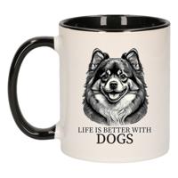 Cadeau mok voor honden liefhebbers - Pomeriaan - zwart oor - pentekening - keramiek - 300 ml